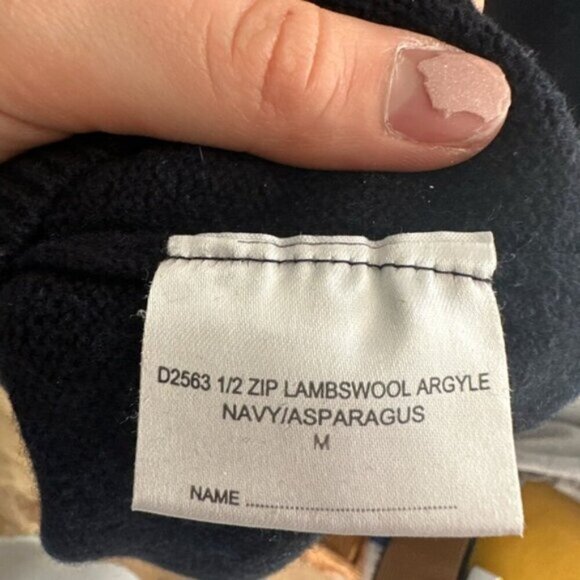 Men's BARBOUR Argyle Sweater - Navy, Yellow, and Olive - Picture 8 of 9